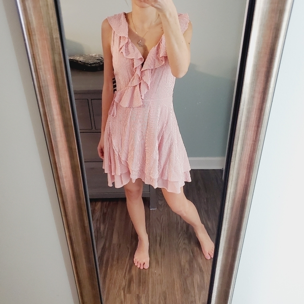 NEW Hyfve Striped Wrap Dress Pink White